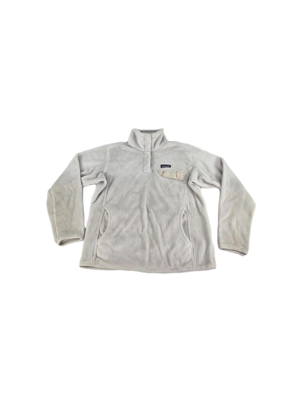 Patagonia White Cream Re-Tool SnapT Fleece Pullover Size L Womens Sweater Jacket